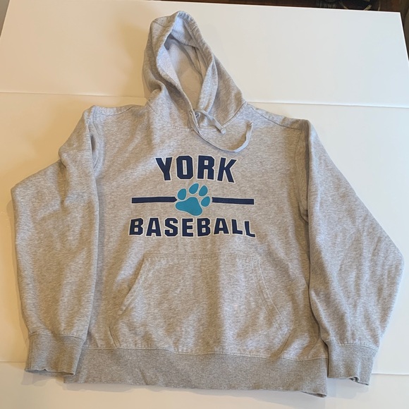 York Baseball gray Hoodie Hooded Pullover Sweatshirt Unisex Women’s Men’s Large - Picture 1 of 7
